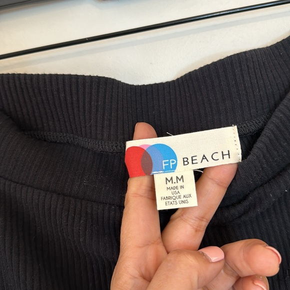 Free People Beach Saturday Night Ribbed Wrap Pants Size M Black - Picture 4 of 10